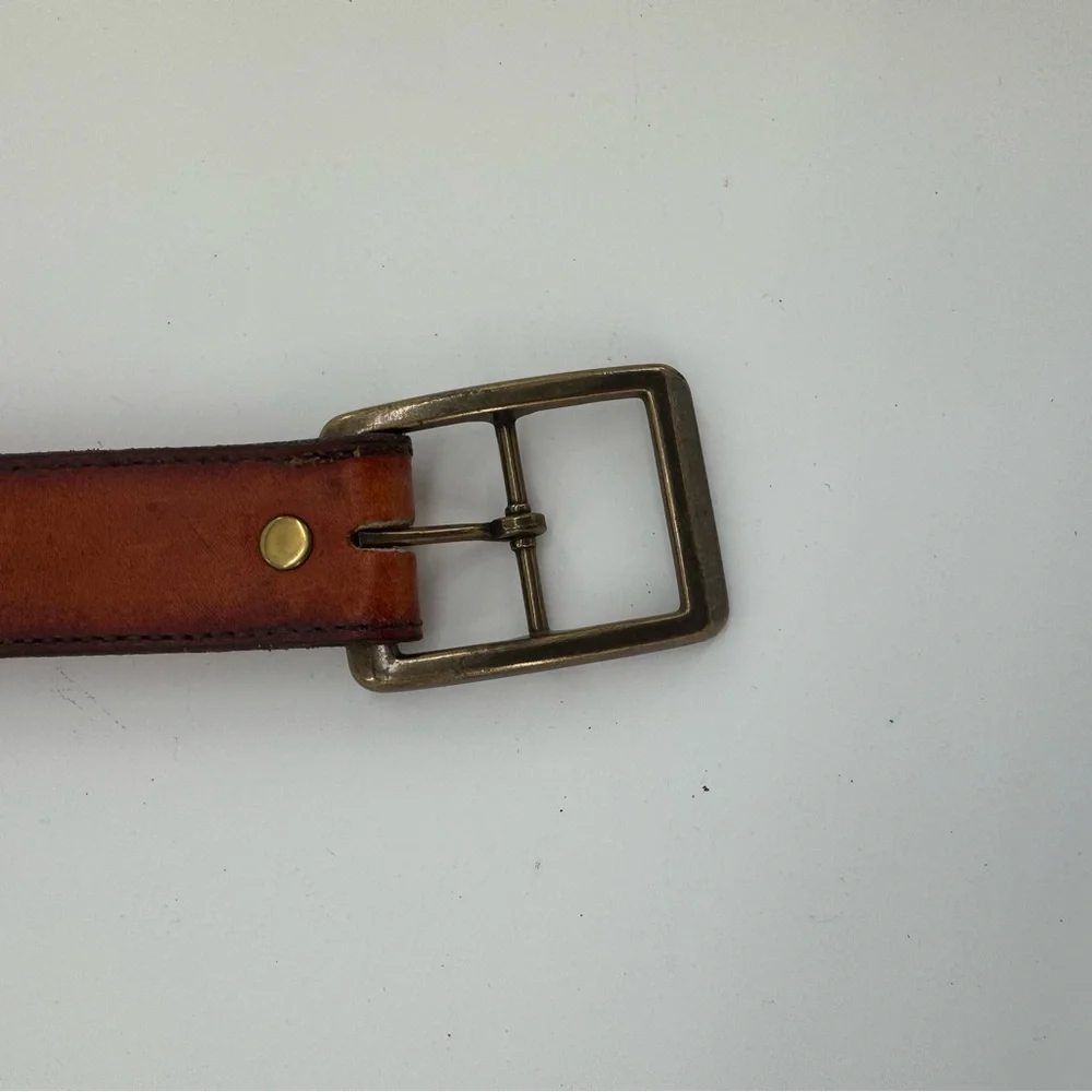 Vintage Mens Rope Edge Embossed Brown Leather Cowboy Strap‎ Western Belt Size 38